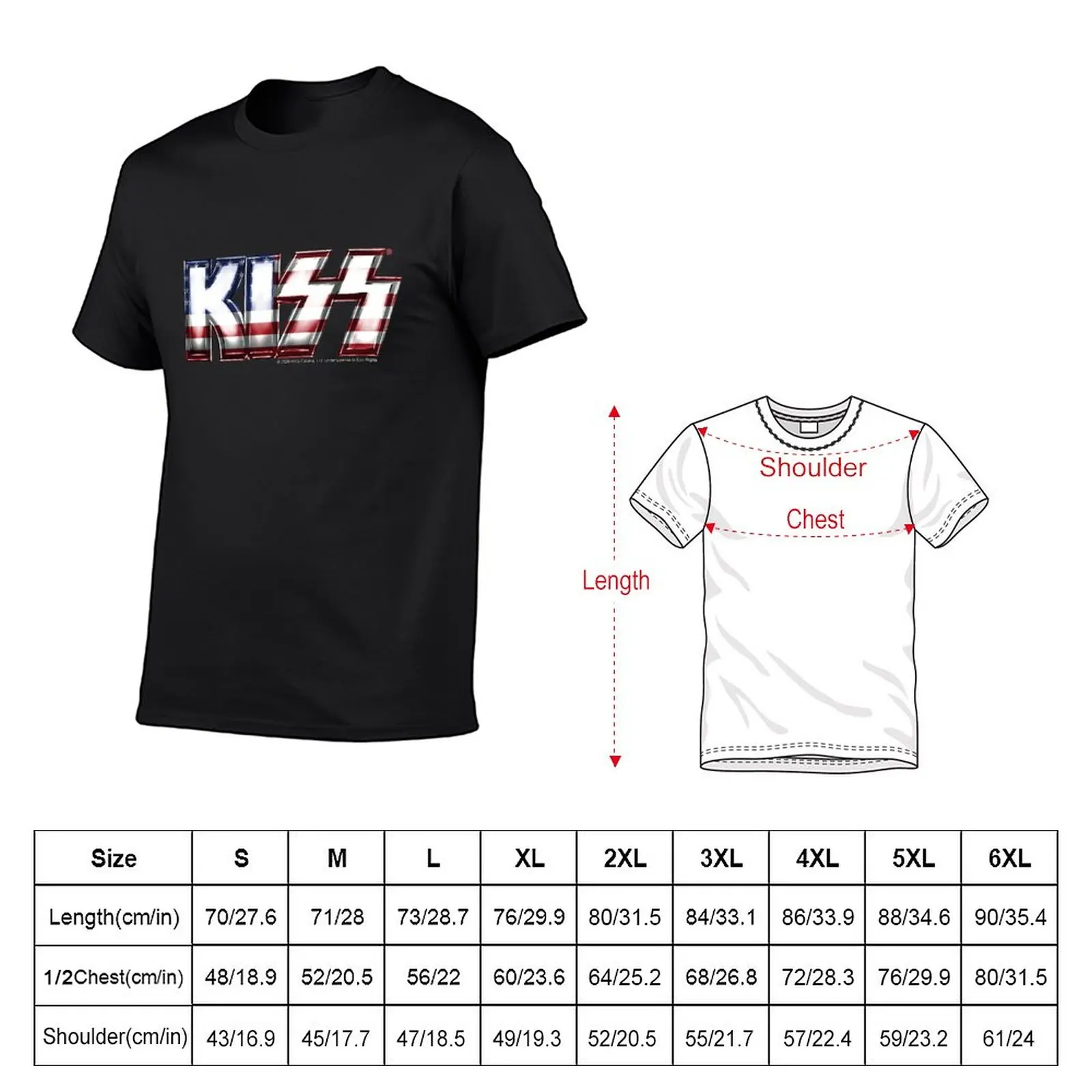 New KISS ? rock music band - Metal USA Flag Contour T-Shirt Anime t-shirt tees black t shirt plain t shirts men