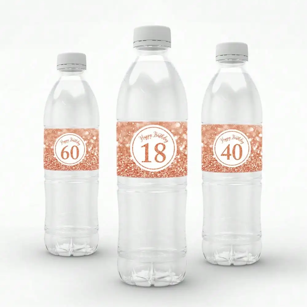 20 Stück Happy Birthday 18 30 40 50 60 Jahre Wasserflaschen-Aufkleber Digitale Etiketten Happy Birthday Party Dekoration Flaschenaufkleber – Detail 5