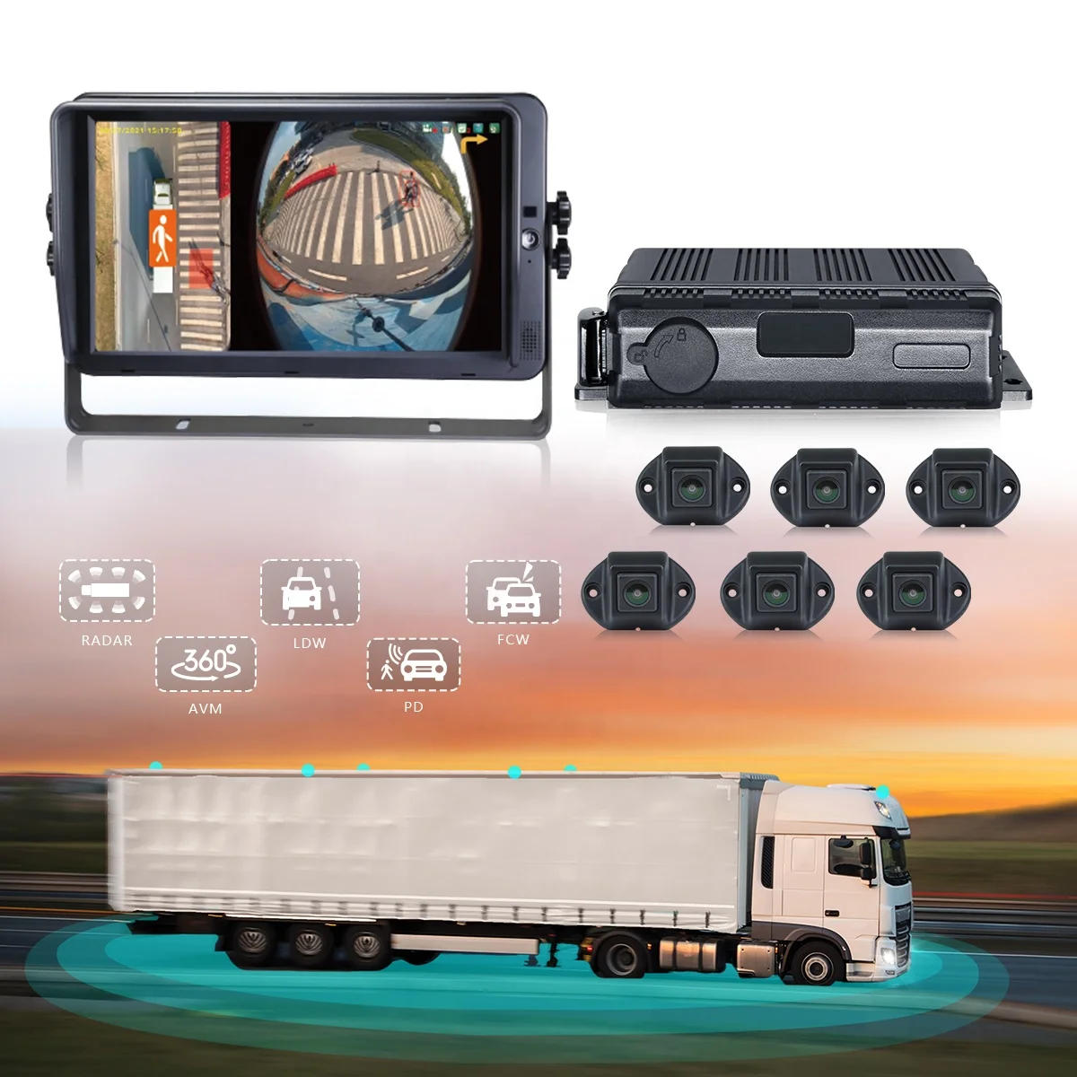 360 Surround View  Monitoring System Bird Eye View Panorama System 6 Way DVR Recording AVM 360 Degree Car Camera