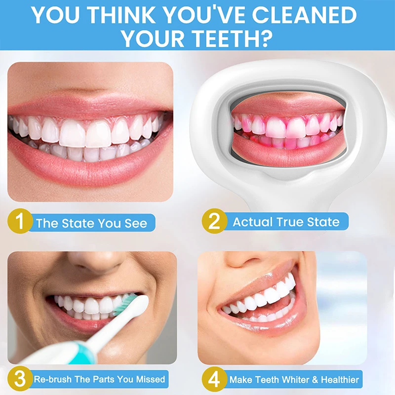 Rilevatore di placca dentale Rilevatore di stato della pulizia dentale Lampada Display istantaneo Calcolo dei denti Dischiare la correzione dell'abitudine di spazzolatura