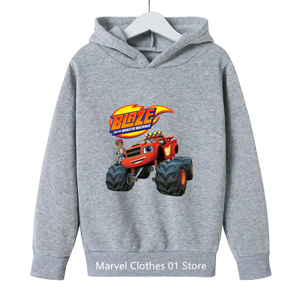 Blaze and The Monster Machines Car Hoodie Kids Kawaii Autumn Sweatshirt with Hooded Casual Comfortable Cute Children Clothing