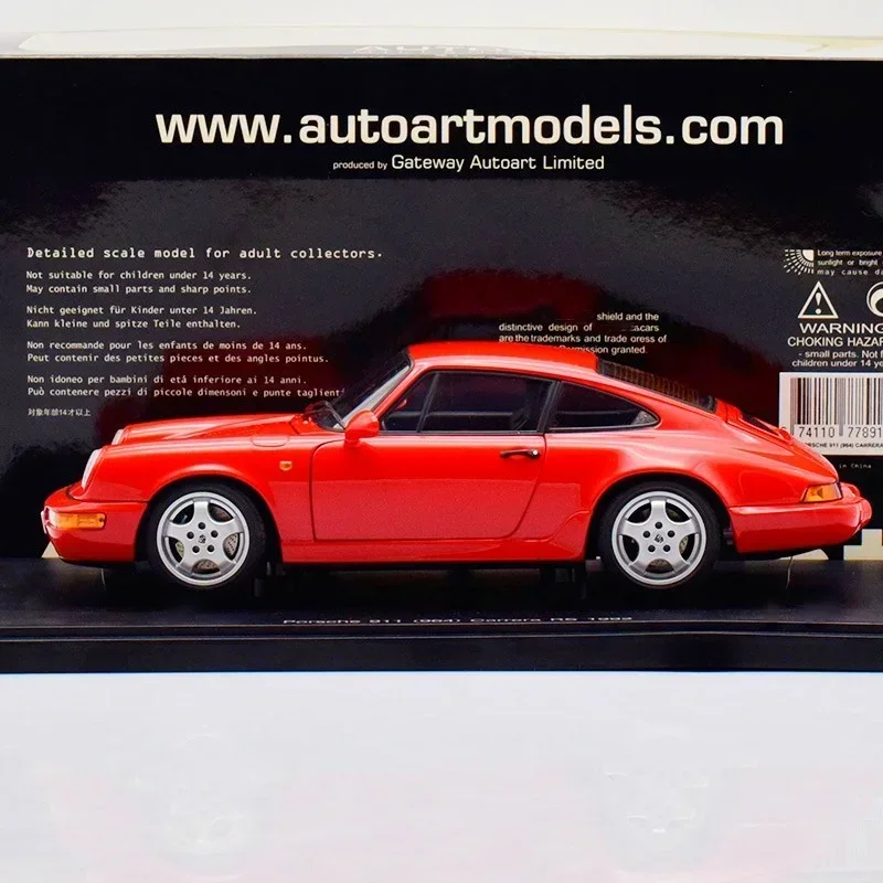 Autoart 1:18 964 RS 1992 Red Simulation Limited Edition All Open Alloy Metal Static Car Model Toy Gift