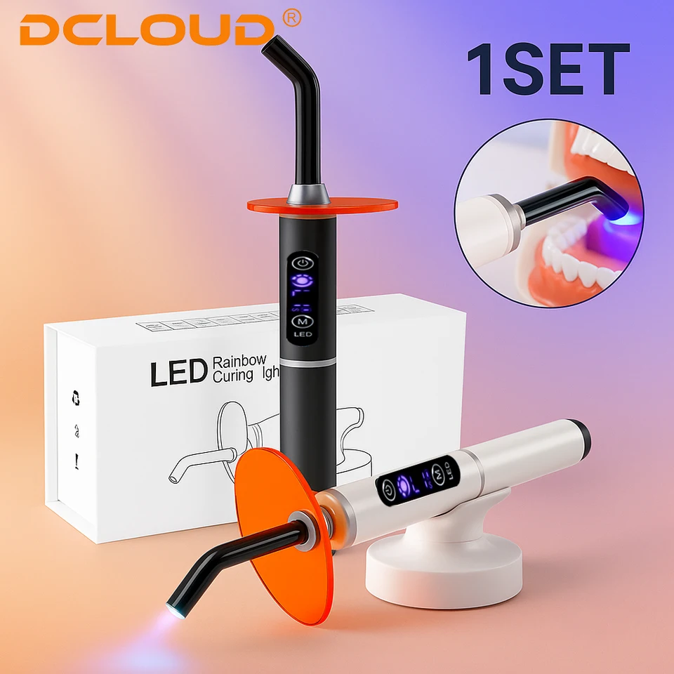 Lámpara de luz de curado Dental LED 1S cura 3 modos resina curable una segunda cura equipo de odontología lámpara fotopolimerizadora 2500mW/cm2