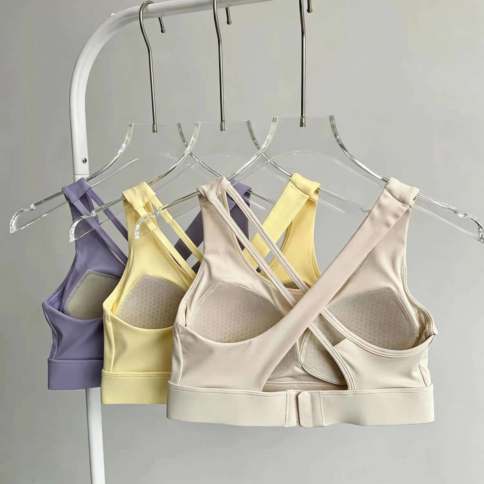 Stoßfester Sport-BH für Damen, einteiliges Racerback-Tanktop mit verstellbaren Haken, professioneller BH für Laufen, Yoga, Training und Fitness – Detail 14