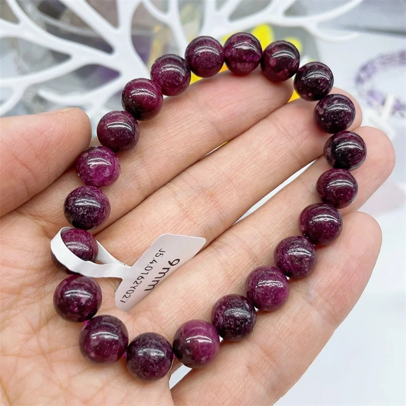 

Natural Ruby Bracelet Handmade Women Healing Gemstone Crystal Strand Bangles Lovers Girlfriend Jewelry Gift 1PCS 9MM