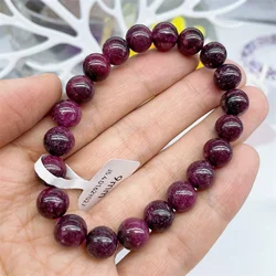 Natural Ruby Bracelet Handmade Women Healing Gemstone Crystal Strand Bangles Lovers Girlfriend Jewelry Gift 1PCS 9MM