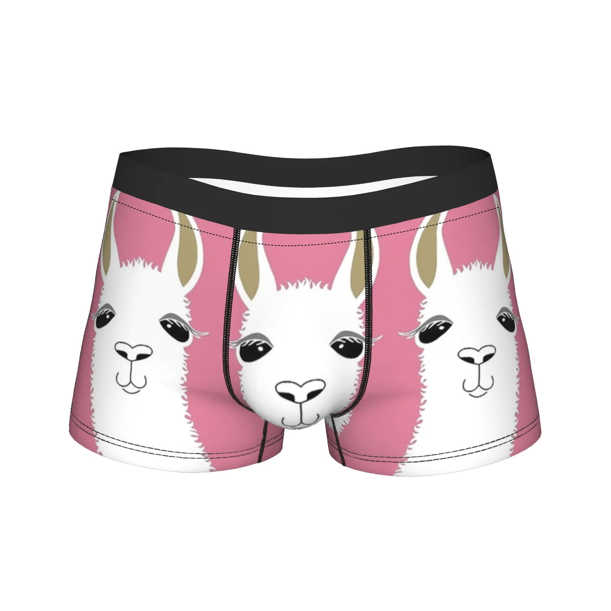 LLAMA PORTRAIT Underwear  Elastic Underpants Print Boxer Brief For Male Pouch Large Size Trunk