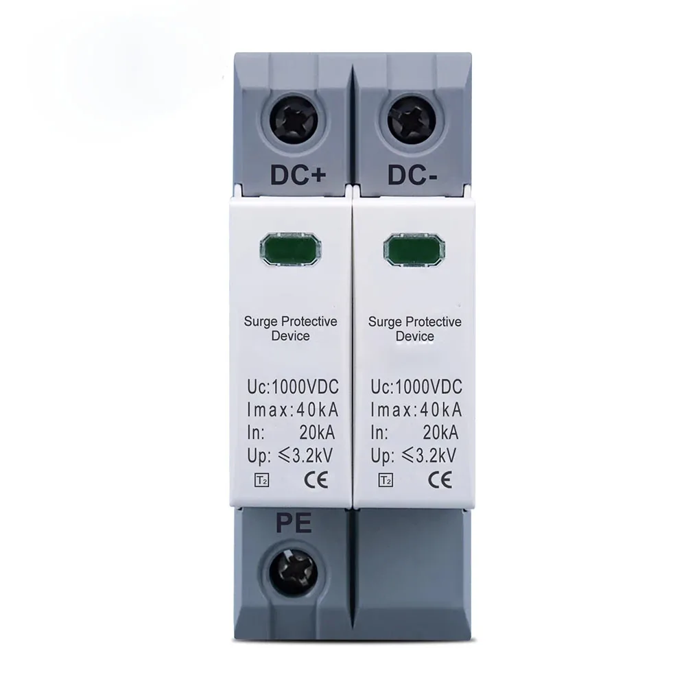 DC SPD 2P 600 В 800 В 1000 В 20KA ~ 40KA Din-рейка Солнечная наружная защита от электропитания Защитное устройство защиты от перенапряжения DC SPD 2P 600 В 800 В 1000 В 20KA ~ 40KA Din-рейка Солнечная наружная защита от электропитания Защитное устройство защиты от перенапряжения