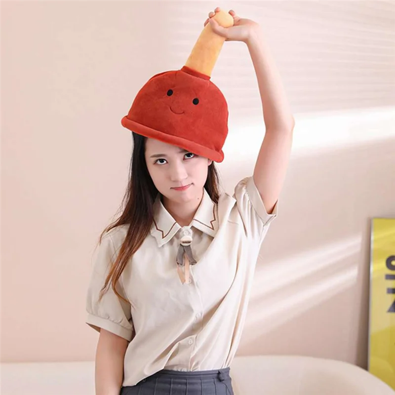 

AB15-Toilet Sucker Tool Headgear Hat Simulation Three-Dimensional Headcover Cute Funny Cross-Dressing Headwear Selfie Prop