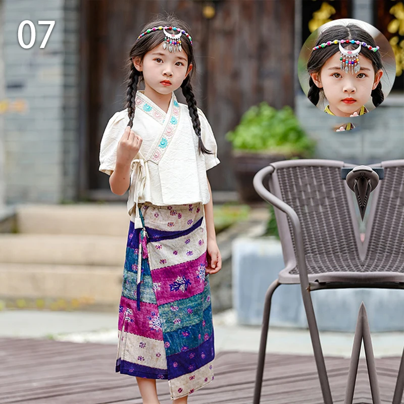 

Thailand Myanmar Children Dai Clothing Set Thai Traditional Garment Boy Girl Stage Performance National Outfit Ethnic Costume