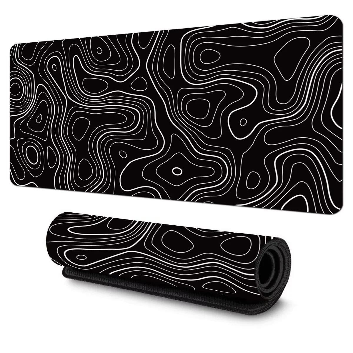 Abstract Texture Fluid Mouse Pads For Desk with Stitched Edges Non-Slip Rubber Base Extended Gaming Desk Mat Gaming Esports