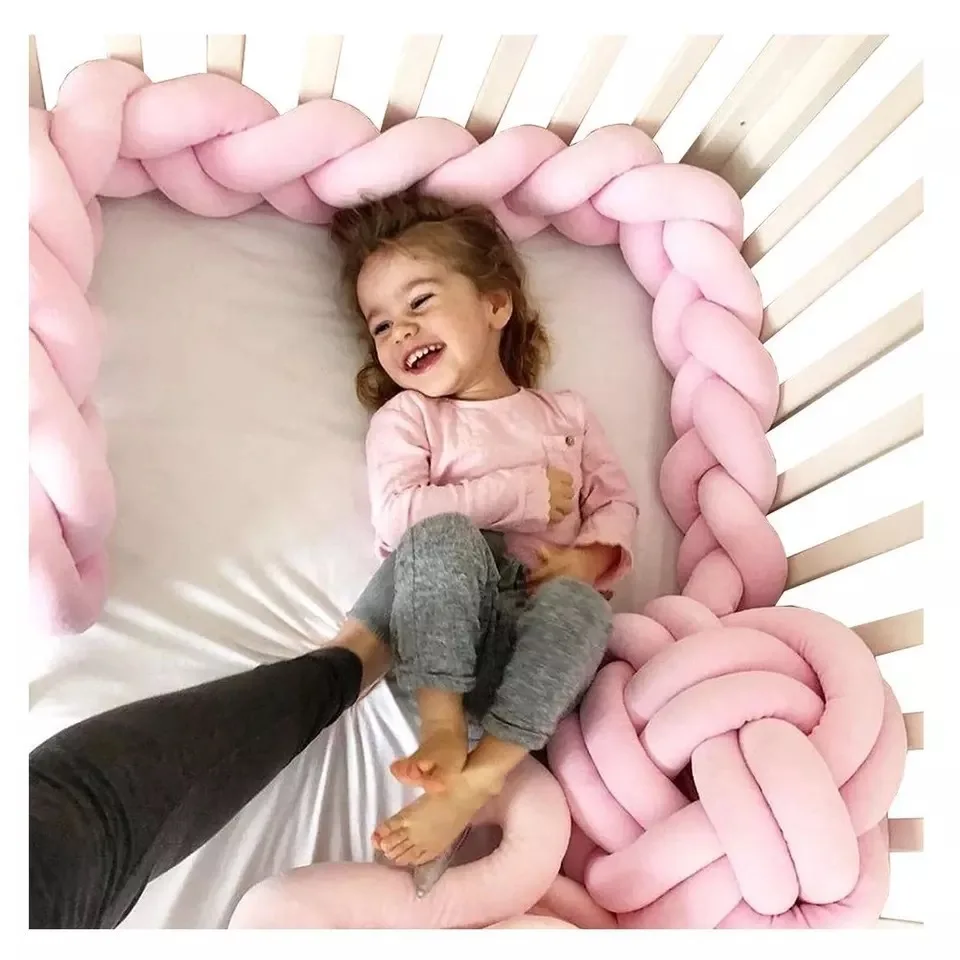 

Baby Bed Bumper Cradle Pillows Seat Cushion Braid Knotted Crib Protector Infant Accessories