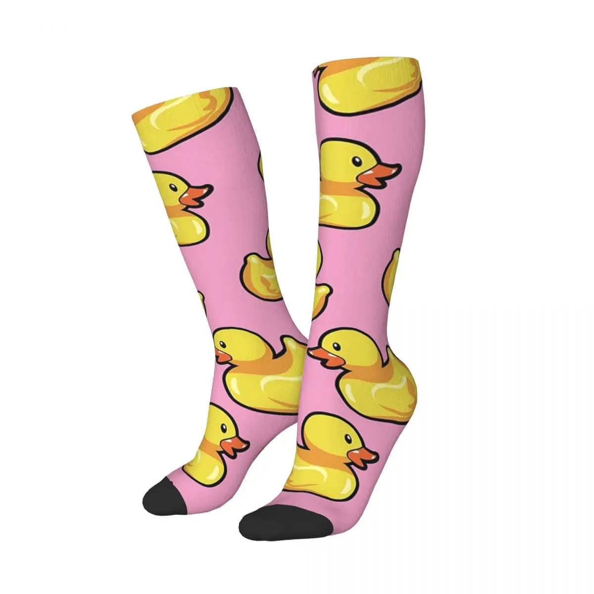 Rubber Duck Pink Pattern Socks Harajuku Stockings All Season Long Socks Accessories for Man Woman Birthday Present