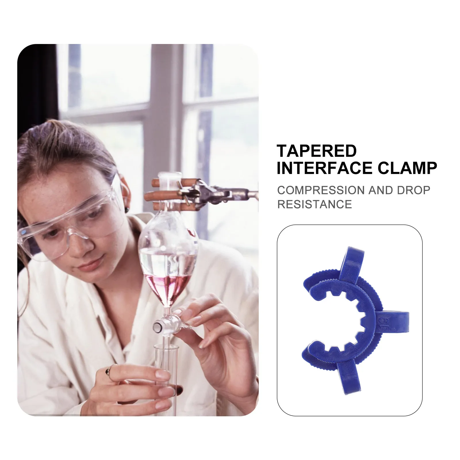 10 pcs For Glass Ground Joint Plastic Laboratory Clamp Pom Material Smooth Corrosion Resistant Conical Interface Clip