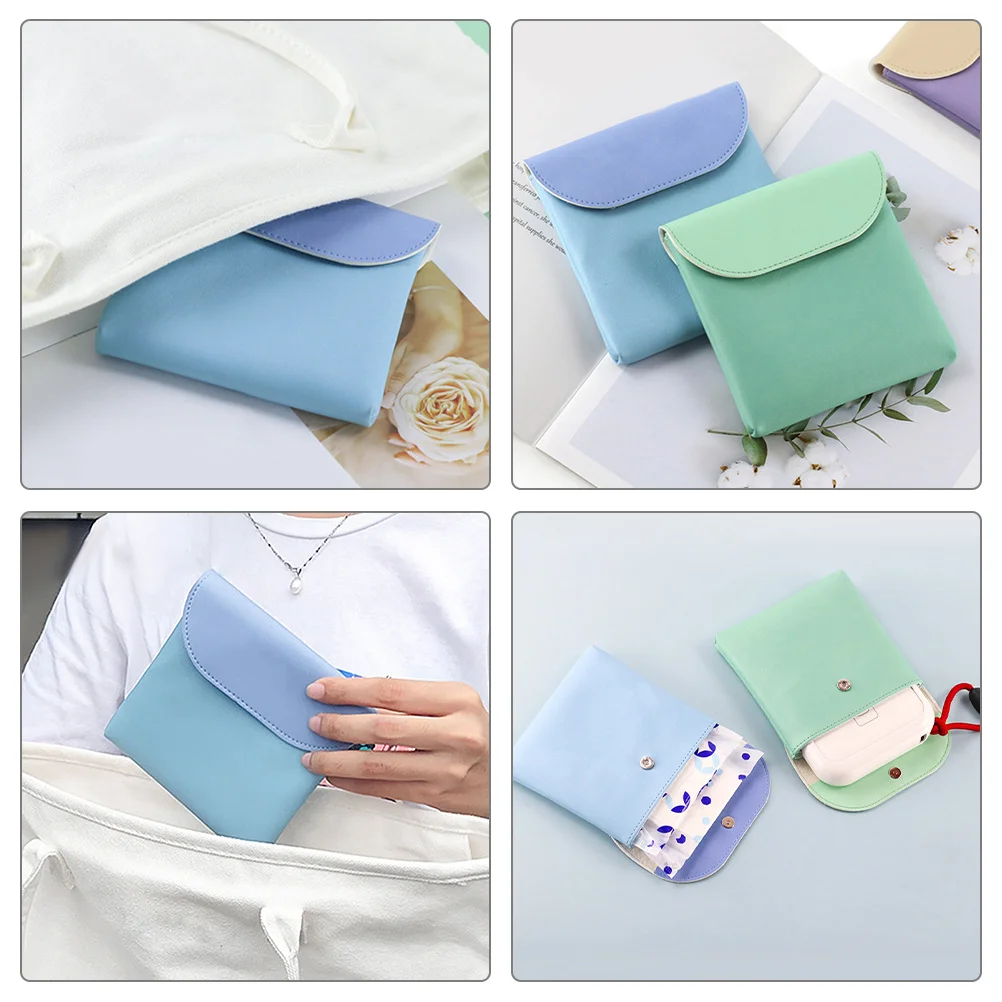 

2Pcs Sanitary Napkin Storage Bag PU Material Portable Organizer for Feminine Products Small Multi-Function Pouch Period
