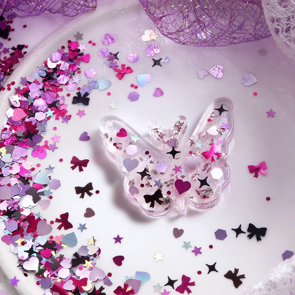 5g Sweet Love Heart Bowknots Glitter Resin Filling Sequins Kawaii Accessories DIY Valentines Resin Art Decoration Epoxy Fillers