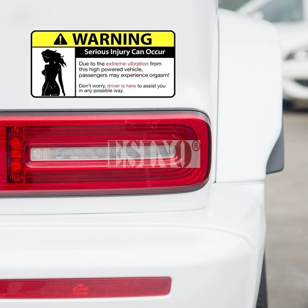 Car Styling Creative Funny Warning Serious Injury Can Occur Due to Extreme Vibration PVC Car Body Sticker Pattern Vinyl Decal