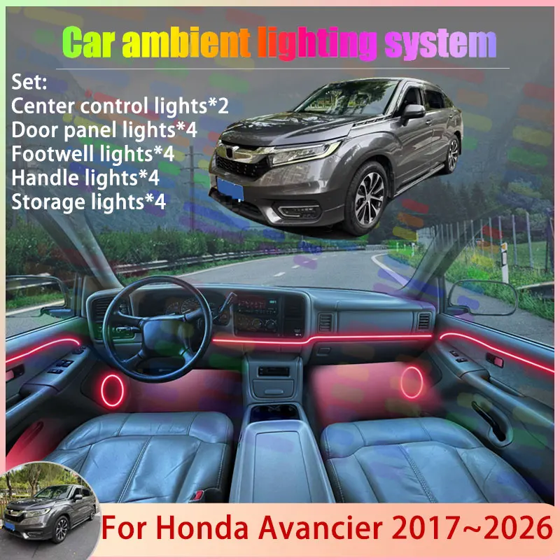 

Для Honda Avancier TG1 TG2 TG3 TG4 UR-V 2017 ~ 2026 2/18 в 1 автомобильный атмосферный светильник RGB абажур ансамбль стример атмосферный набор