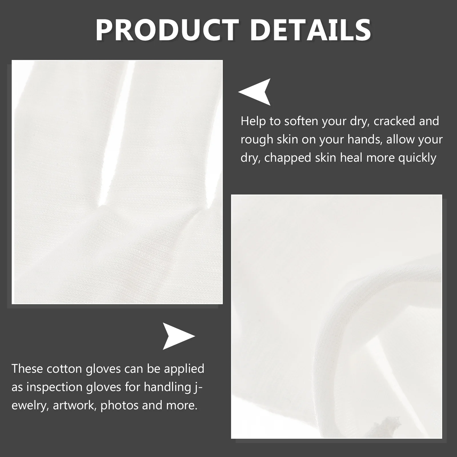 

15 Pairs White Cotton Gloves 21CM Length L Size Moisturizing Hand Care Overnight Dry Skin Softening Gloves