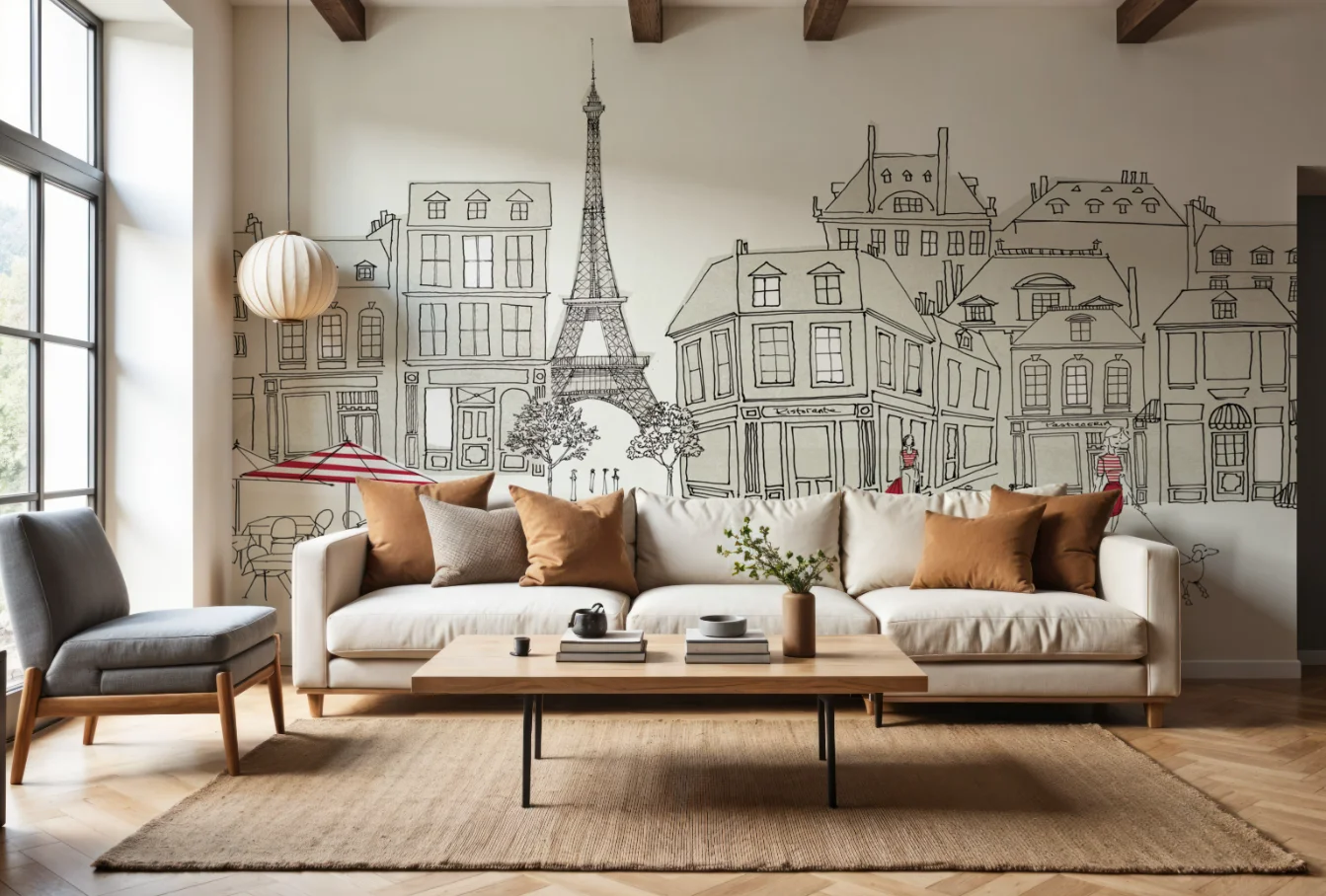 Custom sized murals, hand drawn lines, architectural towers street views, high-rise buildings, water cities, boats, 3d wallpaper