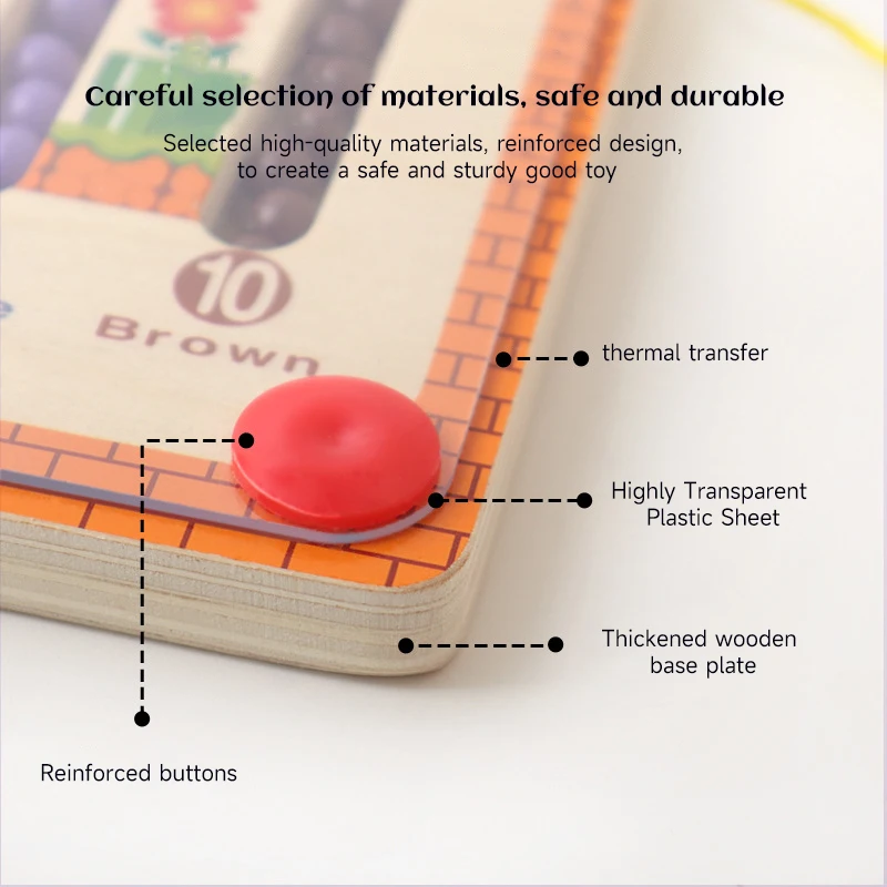 어린이 나무 자석 색상 및 숫자 미로 몬테소리 장난감, 유아 색상 매칭 장난감, 퍼즐 학습 교육 장난감 선물