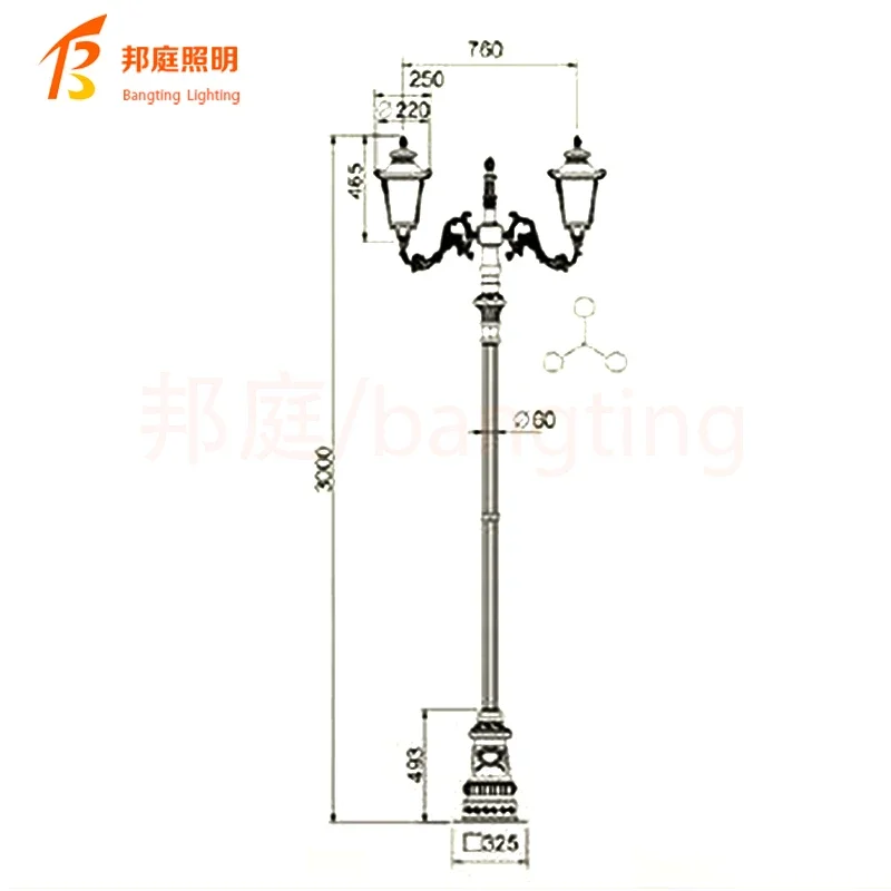 80W Outdoor Waterproof IP65 Classic European Style Led Garden Light Standing Lamp Post garden Light