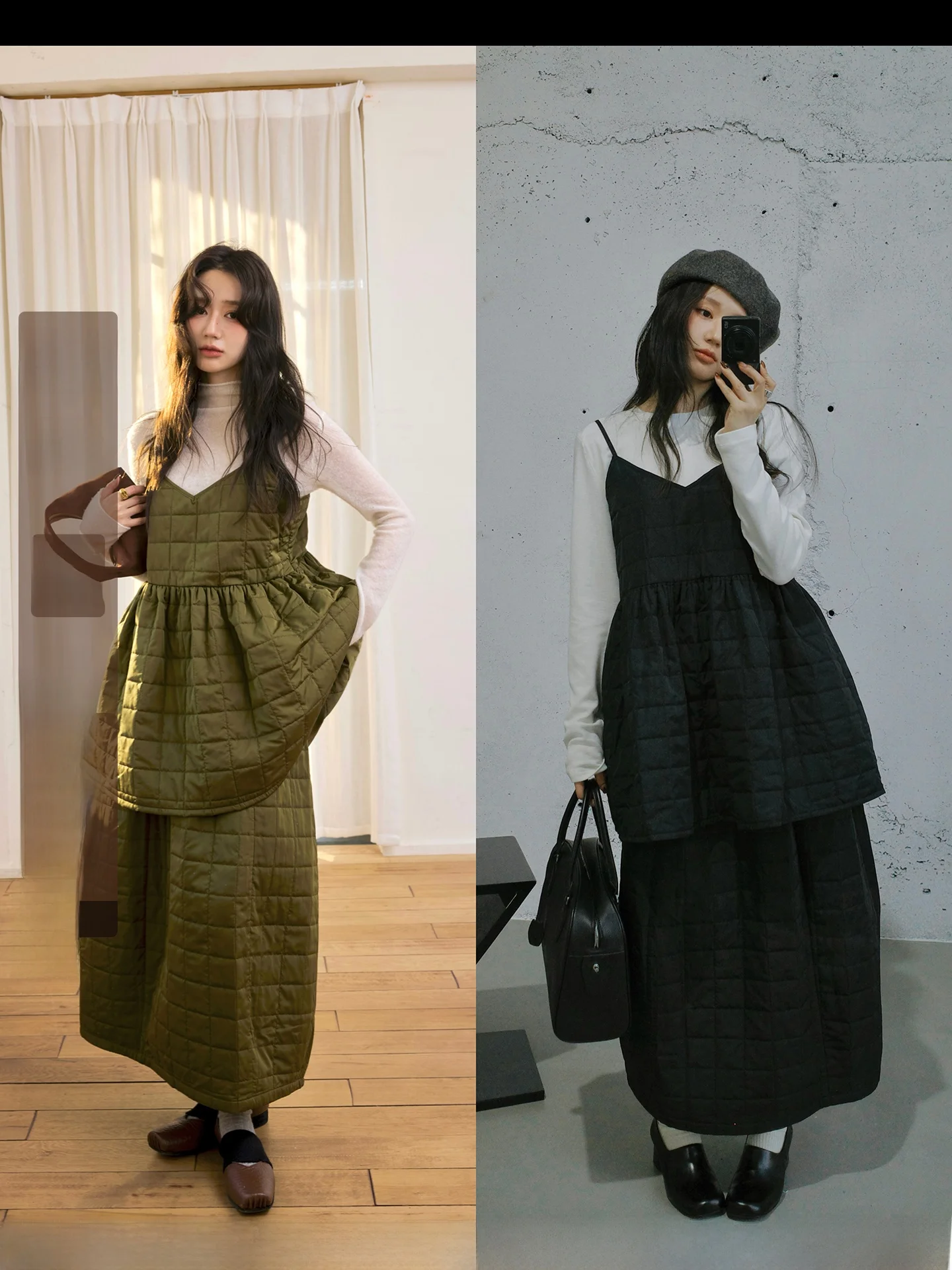 

Комплект из хлопковой юбки в клетку Camelux Line в корейском стиле: теплая повседневная юбка А-силуэта для женщин на осень-зиму