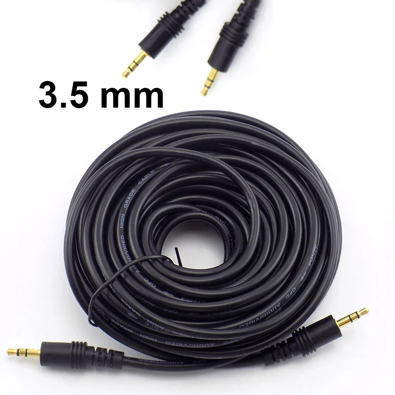 

10M/15M/20M 3.5mm Male to Male Plug Audio Stereo Aux Extension Cable Jack Cord for TV Computer Laptop MP3/MP4 C6