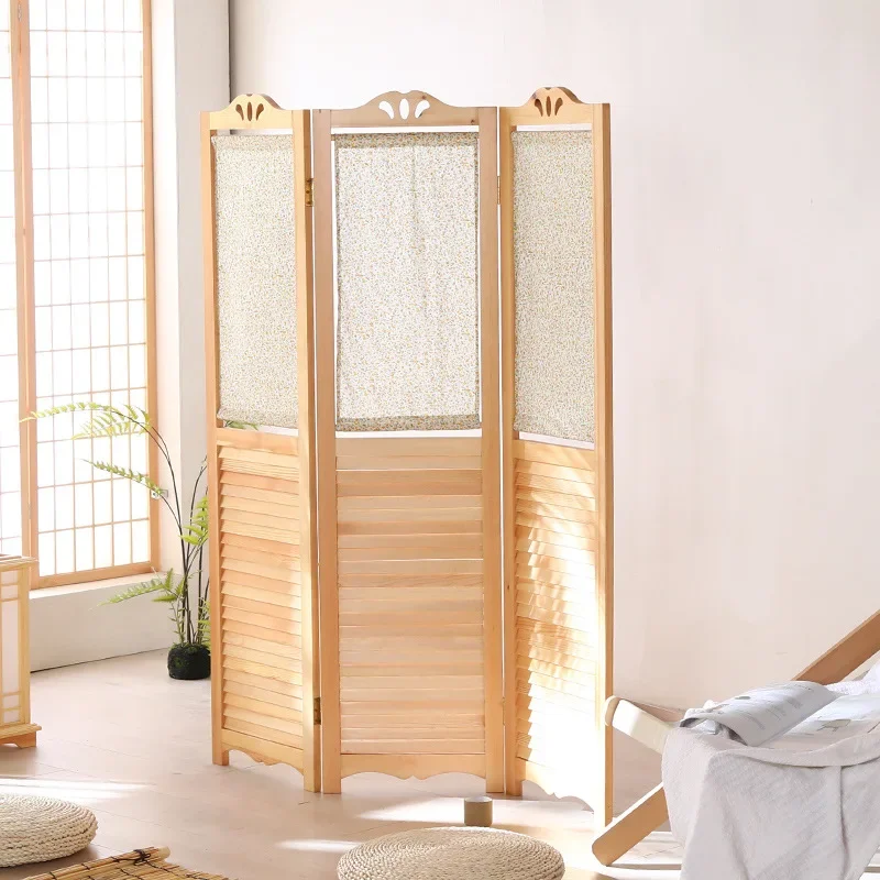 Korean louver screen partition mobile folding screen porch folding living room simple Korean partition solid wood home
