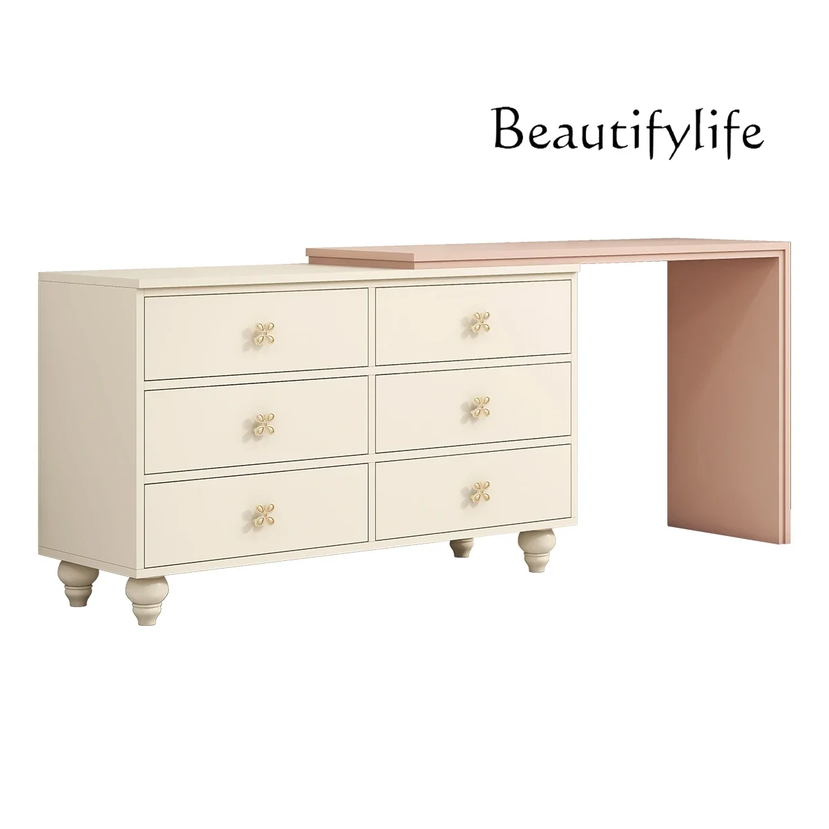 French cherry blossom powder dresser chest integrated bedroom corner dressing table girl heart high value