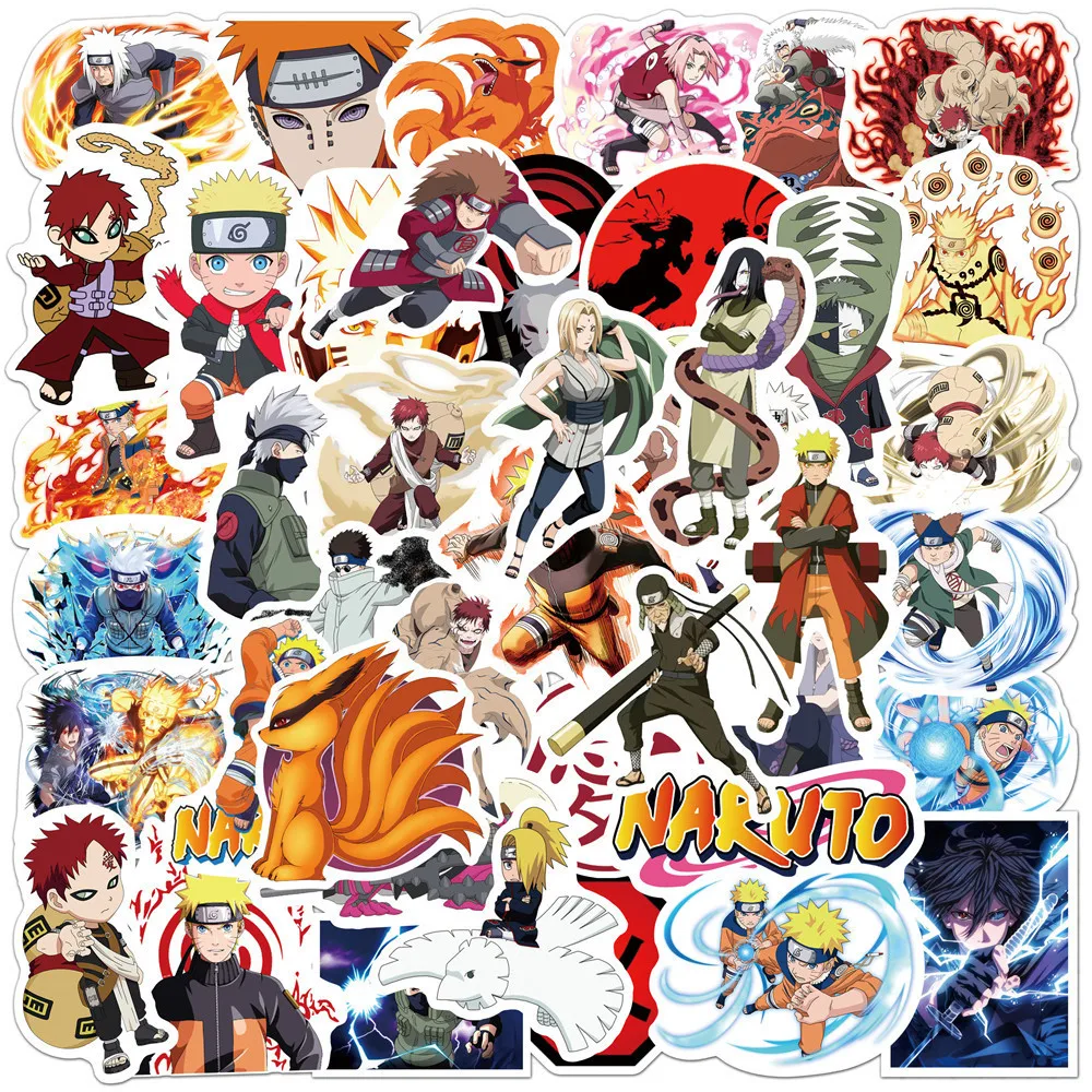 50PCS/100PCS Naruto Anime Cartoon Sticker Phone Case Laptop Ledger Suitcase DIY Decorative Waterproof Stickers Kid Toy Gift