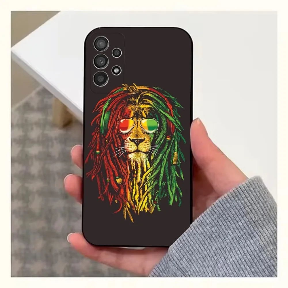 Rasta Lion B-Bob M-Marley Phone Case For Samsung S25,S24,S23,S22,S20,S21,S10,Ultra,Plus,Lite,FE,Soft Silicone Black Cover