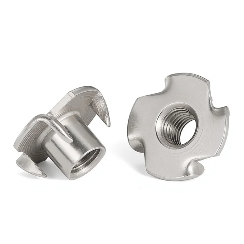 Weiyi 304 Edelstahl M4 M5 M6 M8 M10 1/4-20 5/16-18 3/8-16 Vierklauen-Einpressmutter für Holz, T-Mutter für Lautsprecher – Detail 3