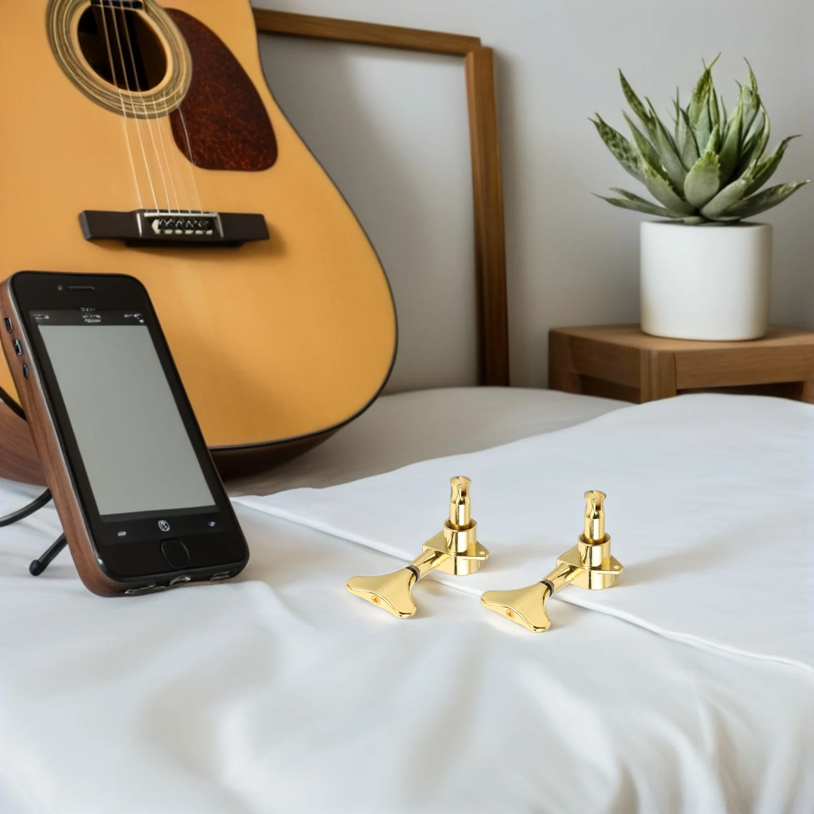 

4Pcs Bass Tuning Pegs Gold Finish Alloy Construction Dust Resistant Closed Design Replacement Parts for Stable