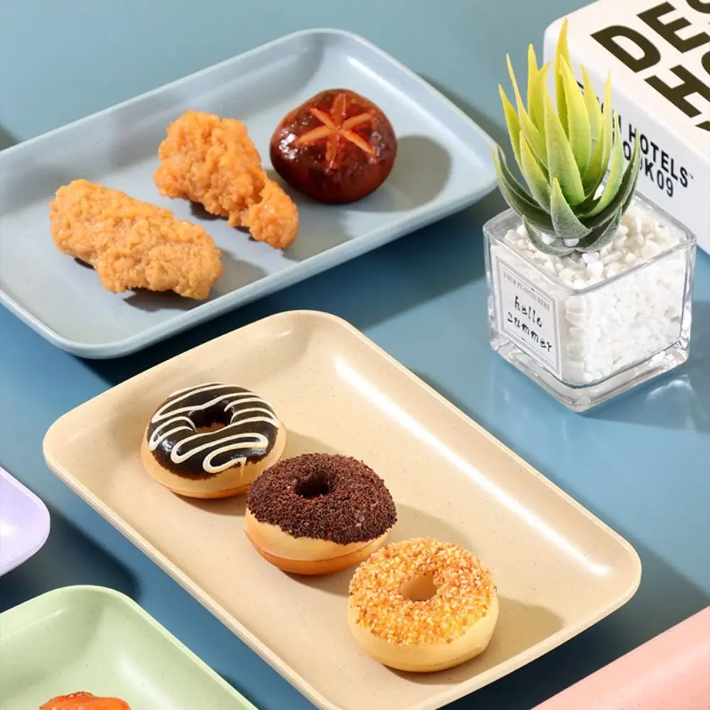 

High Quality Tableware Plastic Snack Plate Durable Reusable Square Tray Lightweight Wheat Straw Table Trash Tray