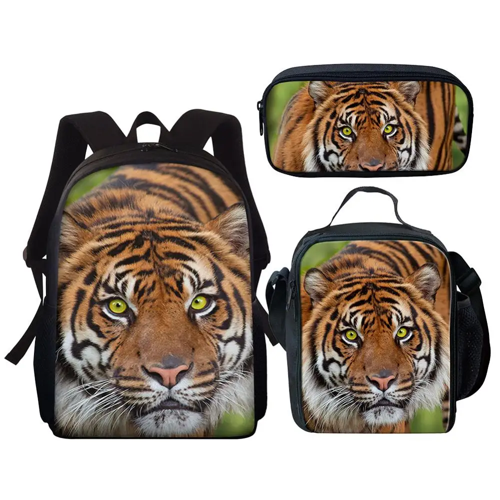 Tiger 3D Print School Bag Set School Backpack For Teenage Girls Boys Back Pack Schoolbags Kid Backpacks Book Bag Mochila Escolar