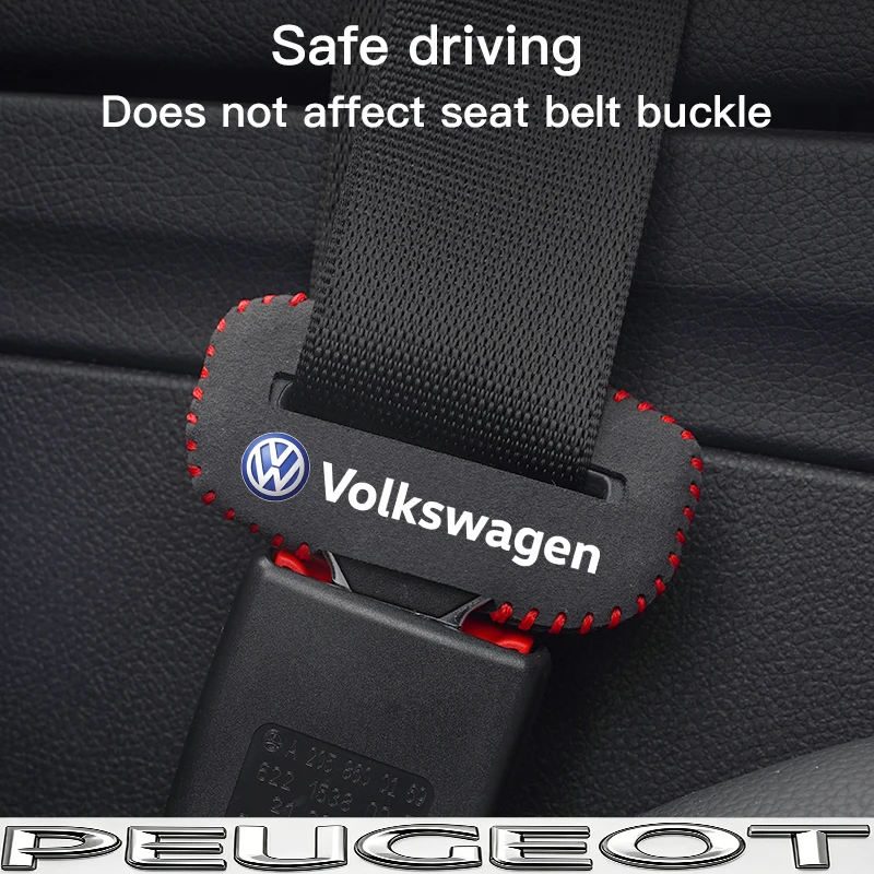 2 Stück Auto-Sicherheitsgurtschnallen-Schutzhüllen aus Wildleder für VW Golf Tiguan T-Roc Polo Passat ID.4 T-Cross ID.3 Taigo ID.7 – Detail 3