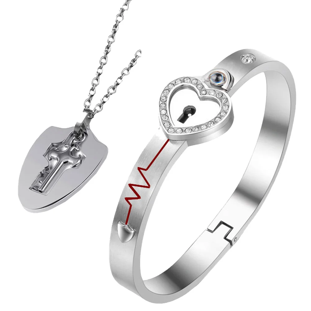 Pendant Couple Lock Bracelet Miss While Married Bracelets Titanium Steel Birthday Gift