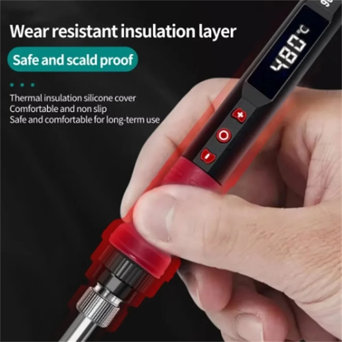 80W Soldering Iron Kit Adjustable Temperature LCD Solder Welding Tools Ceramic Heater Soldering Tips Tweezers Soldering Wire