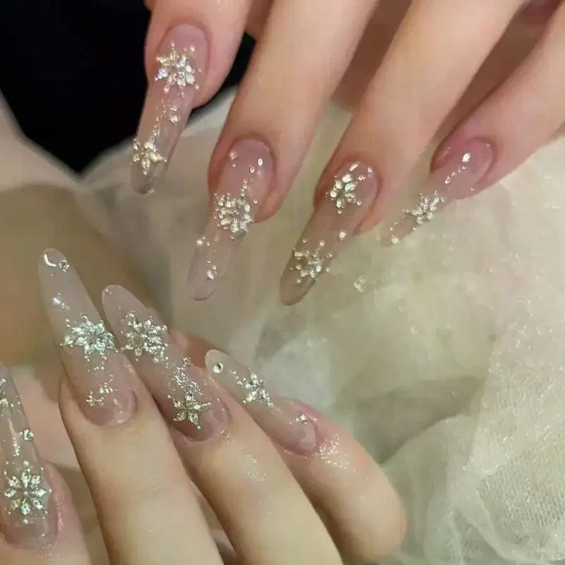 50 個カラフルな菱形ネイルチャームスノーフレークネイルラインストーン平底立体ネイルデコレーション DIY アクセサリー