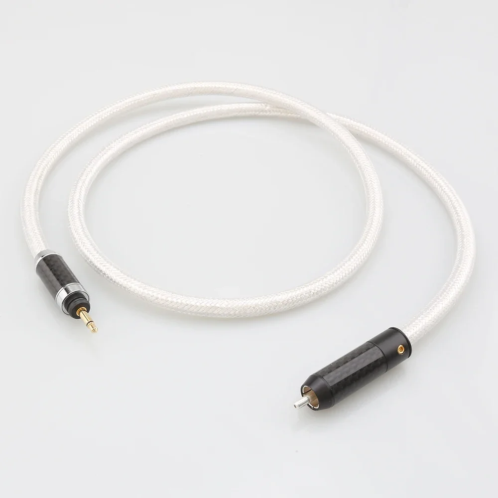 HiFi IC102AG 18awg Pure Solid Silver Cable 3.5mm Plug to Viborg Silver RCA Connector Digital Coxical Cable