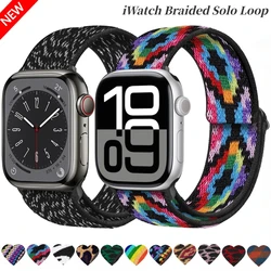 Correa de nailon trenzada para Apple Watch, banda de ajuste para iWatch Ultra de 49mm, 10, 9, 8, 7, 46mm, 45mm, 41mm, 44mm, 40mm, 42mm