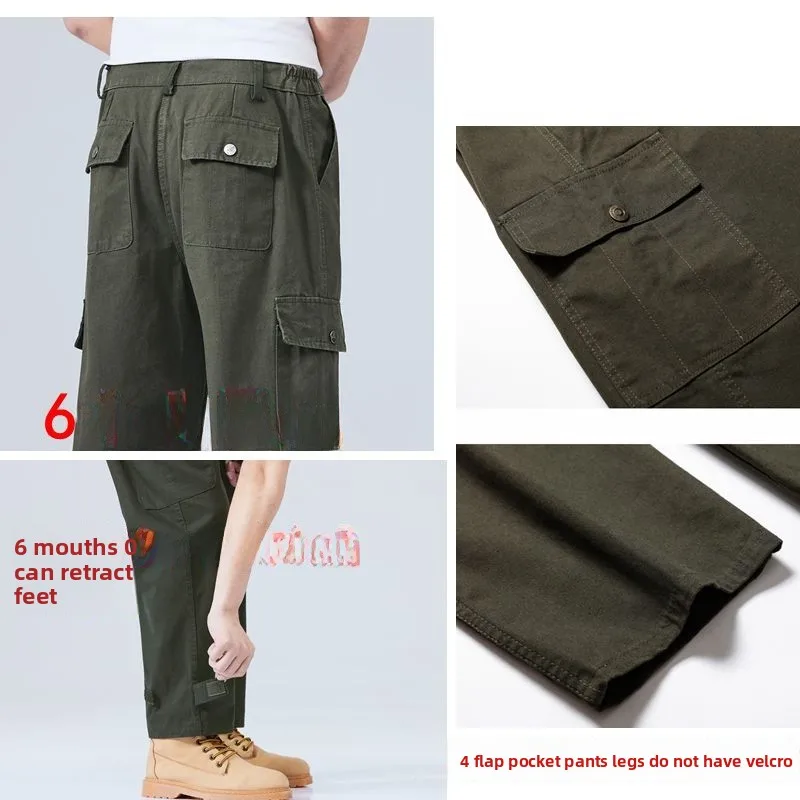 Automne capable ample jambe droite vêtements de travail pour hommes pantalons résistant à l'usure pour le bureau et tenue décontracté jeune énergie Sle