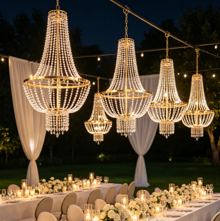 4-10Warm White Wedding acrylic Bead Curtain Lights Festive Ceremony Hall Stage Decoration Ceiling Lights Wedding