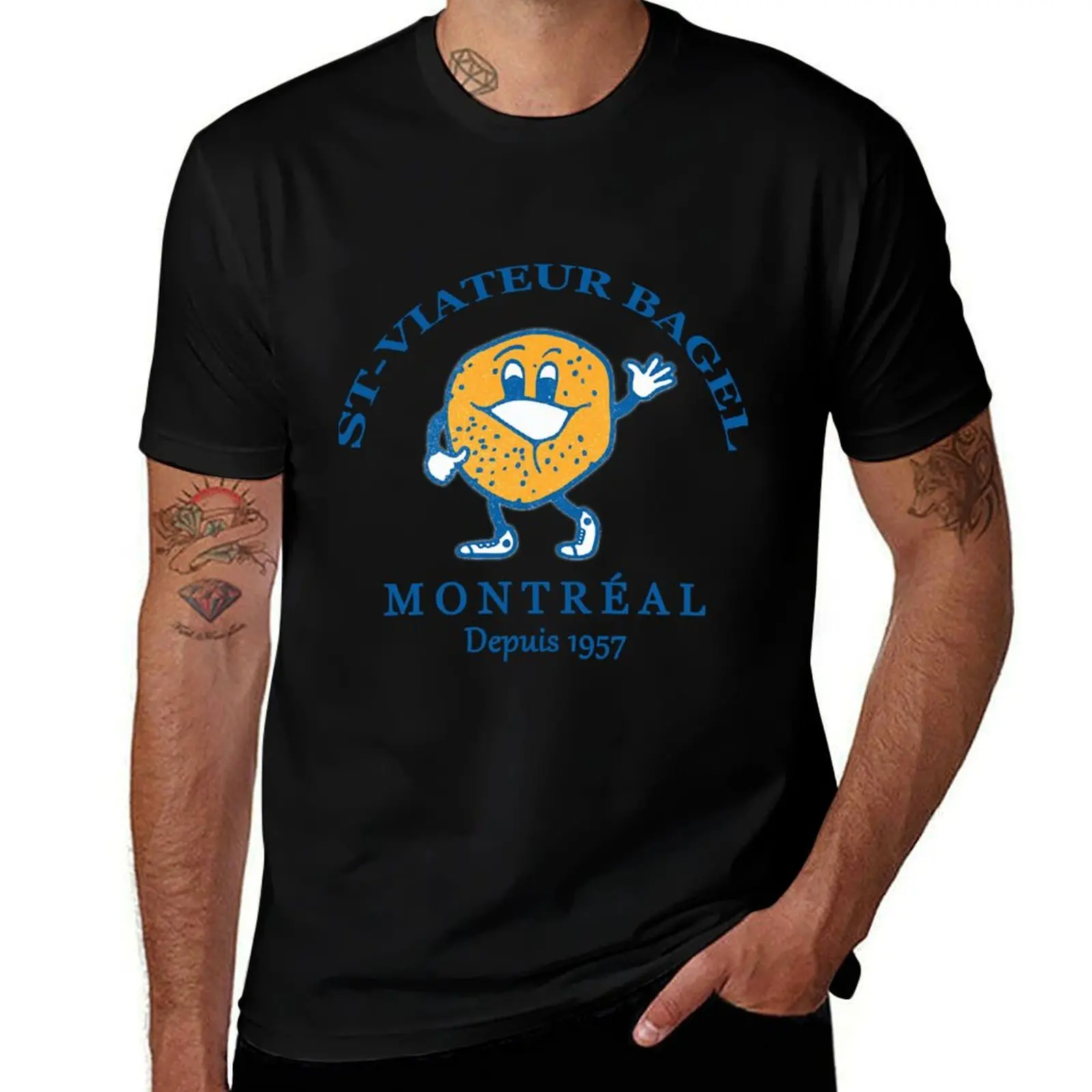 Bagels Are booming ST Viateur Bagel Montreal Depuis 1957 T-Shirt Casual Pattern Print Tee Shirt T-Shirt