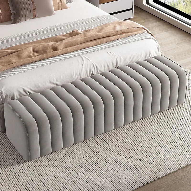 Bedroom Long Toast Soft Shoe Changing Stool Metal Ottoman Polyester Upholstery Modern Design Bed End Bench for Bedroom Clothing
