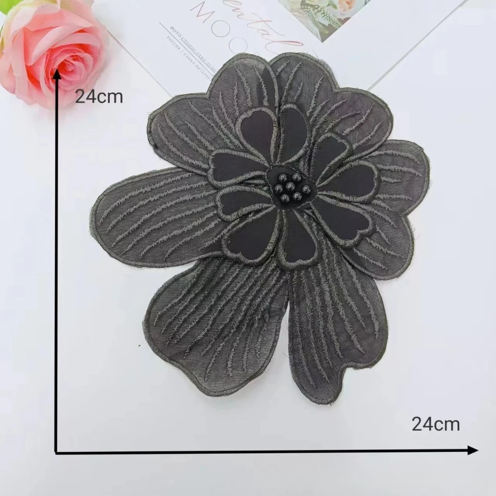 Minimally Designed Black Nail Bead Flower Decal Wedding Dress Children's Clothing Lace Clothing Formal Accessories Lace