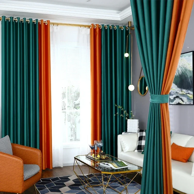 Modern Nordic Style Curtains Large Area Living Room Sunscreen Drapes Light Luxury Bedroom Thickened Curtain Hotel Blackout Drape