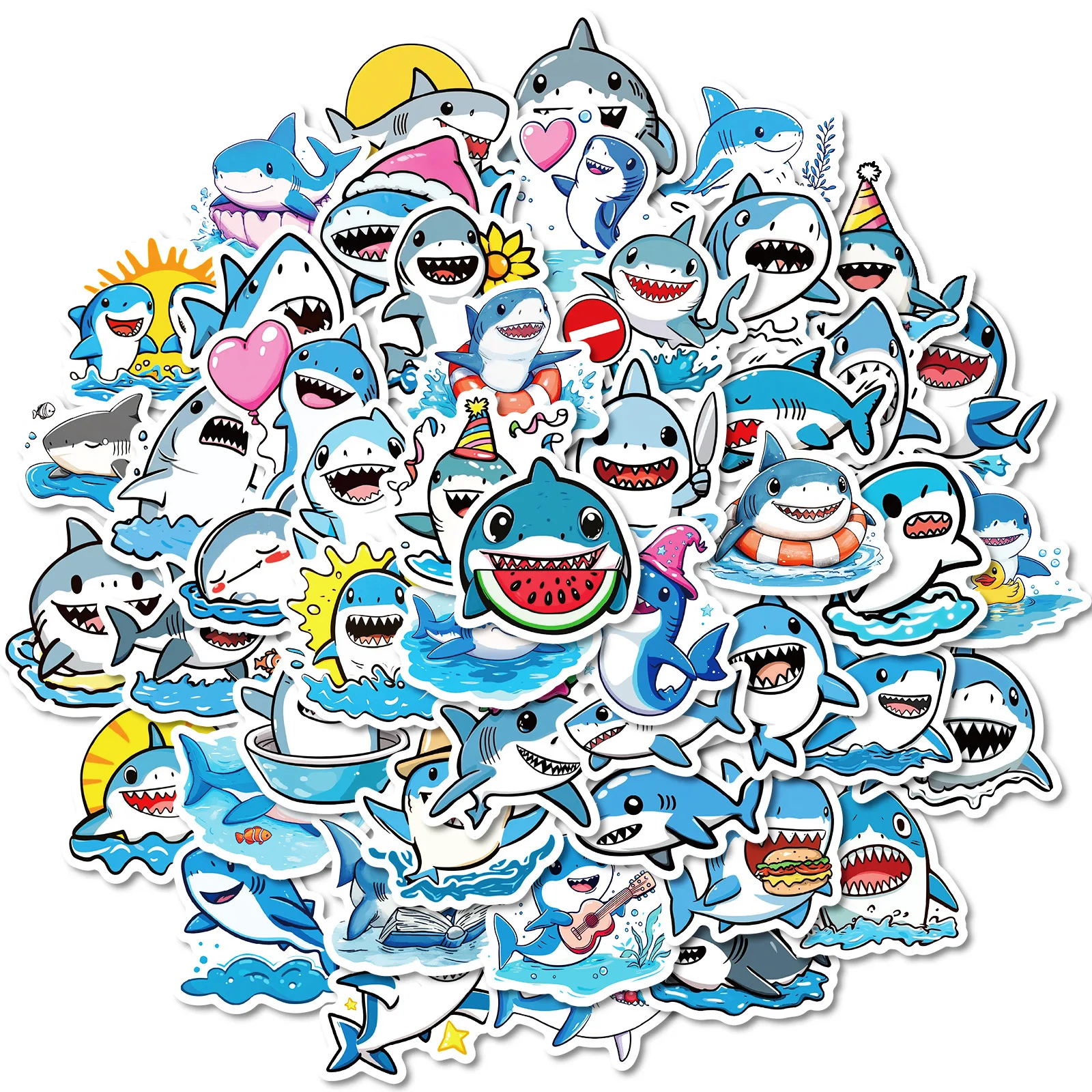 10/30/60 sztuk śliczne Shark naklejki zwierzęta Graffiti naklejki dla dzieci DIY deskorolka gitara Laptop bagaż Cartoon MEME naklejki zabawki