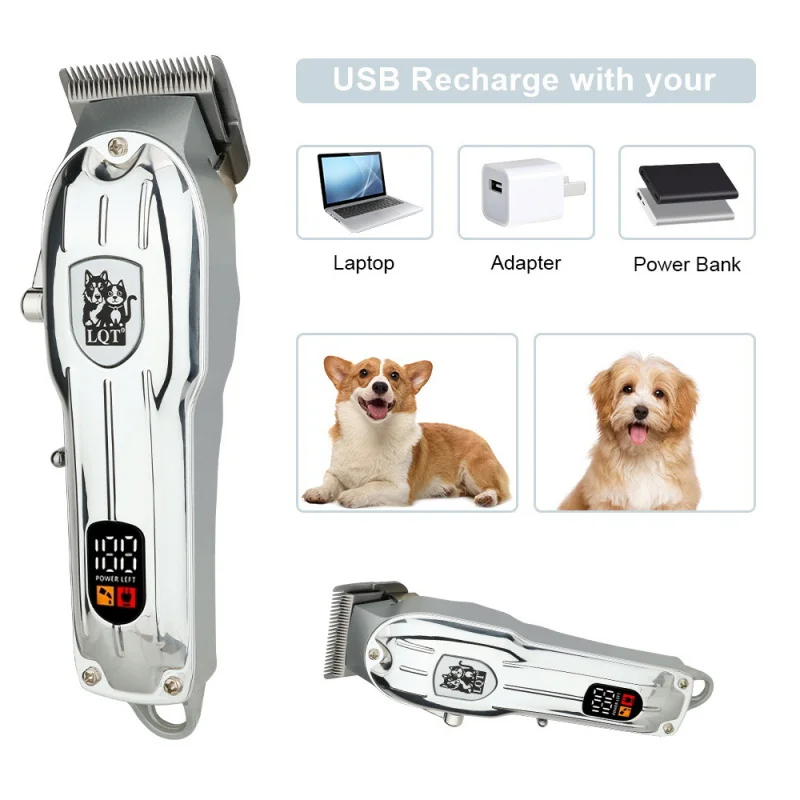 جهاز تصفيف الحيوانات الأليفة عالي الطاقة بدون تشويش للشعر، مجموعة تشذيب الحيوانات اللاسلكية